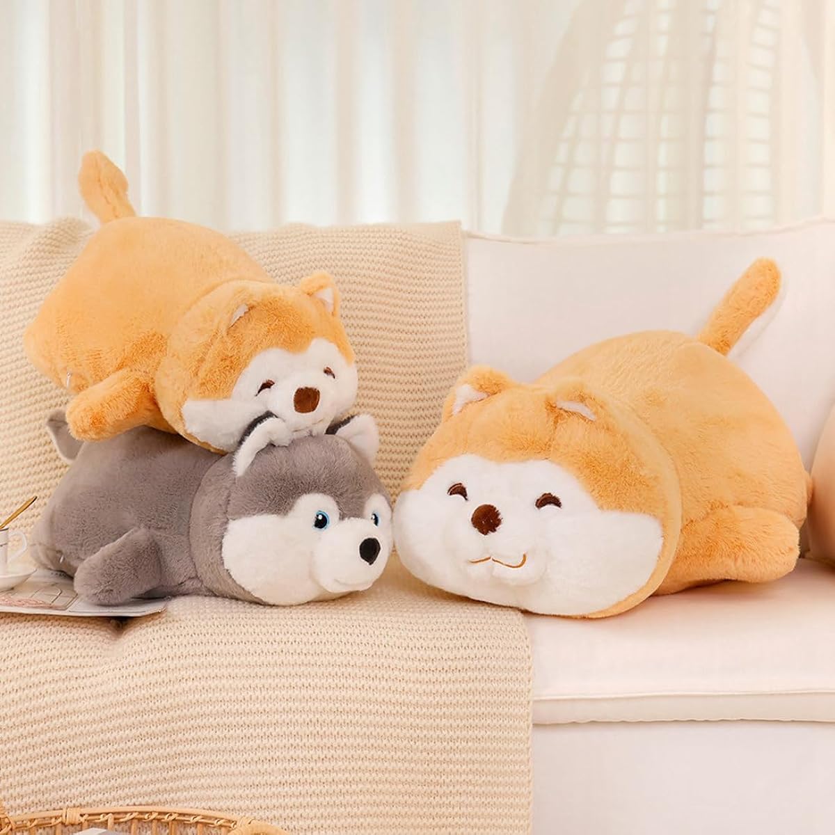 MIAOHAHA Soft Plush Corgi Dog Toy Stuffed Animal Corgi Doll Shiba Inu Plush Pillow Gift for Kids and Girls (Corgi, 40cm/15.7inch)