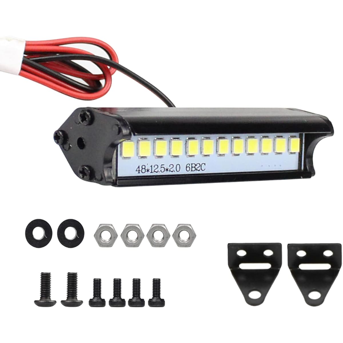 AMOGOT RC Bright Light Bar RC 12LED Light Bar Metal Roof Spotlight Dome Lamp Kit for TRX4 SCX10 90046 SCX24 90081 D90 KM2 Slash Crawler Truck