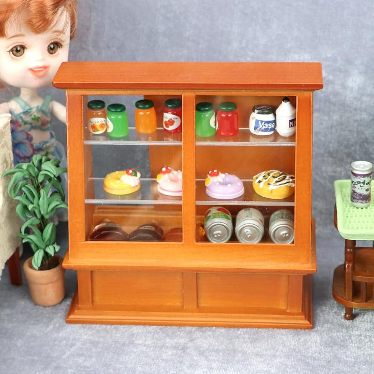 compactini Miniature Set 1:12 Scale Model Dollhouse Accessories Living Room Wooden Furniture Cupboard Miniature (Cupboard A Brown)