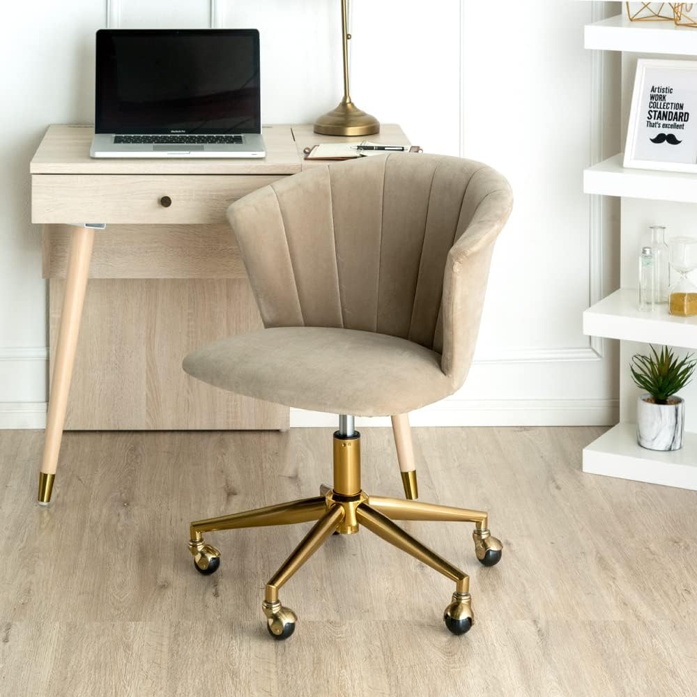 Tansu no Gen Desk Chair [Cute and Elegant for Adults] Study Chair, Chewy Memory Foam, Dull Color, Gold Legs, Korean Style, Cute 68400007 02 (76290)