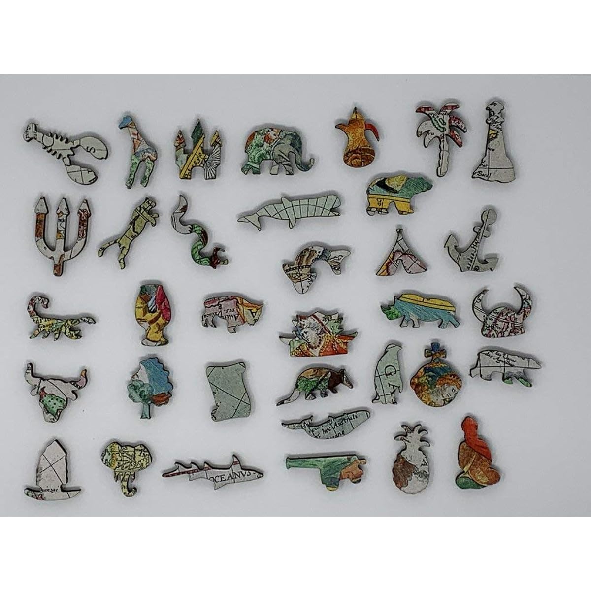 Nautilus Puzzles Wooden Jigsaw Puzzle Antique World Map 1594-555 Unique Wooden Pieces