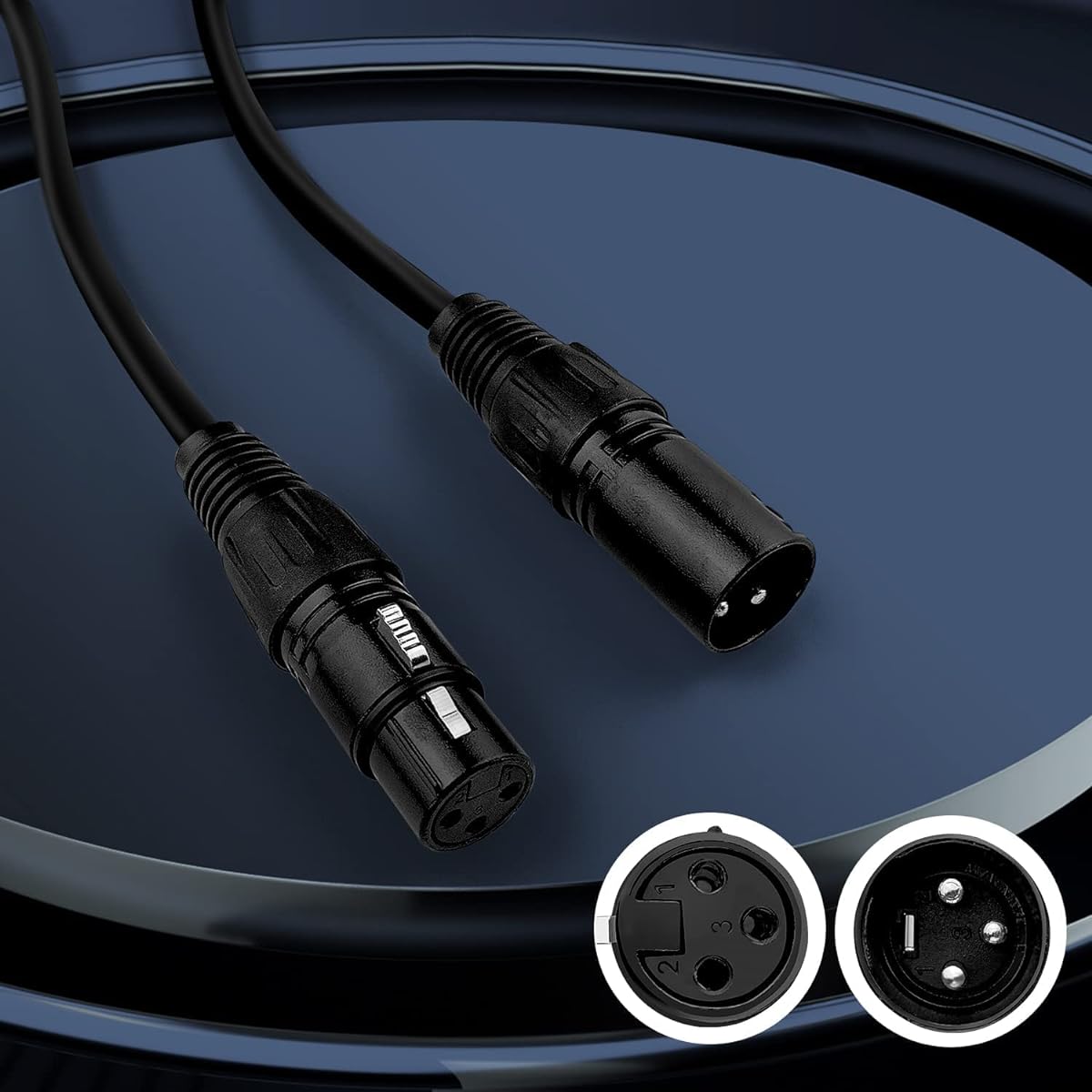Czgor 25ft DMX Cable 2 Pack 3 Pin XLR Male to Female Stage Light Signal Cable Connecting DMX512 Stage & DJ Lighting Equipment