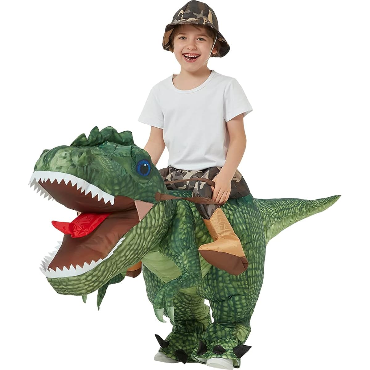[Nuoslun] Dinosaur Cosplay Rider Clothing Party Dinosaur Kigurumi Costume for Kids Monster Air Filled Inflatable Costume Set Character Costume Event USB Mobile Charging Support