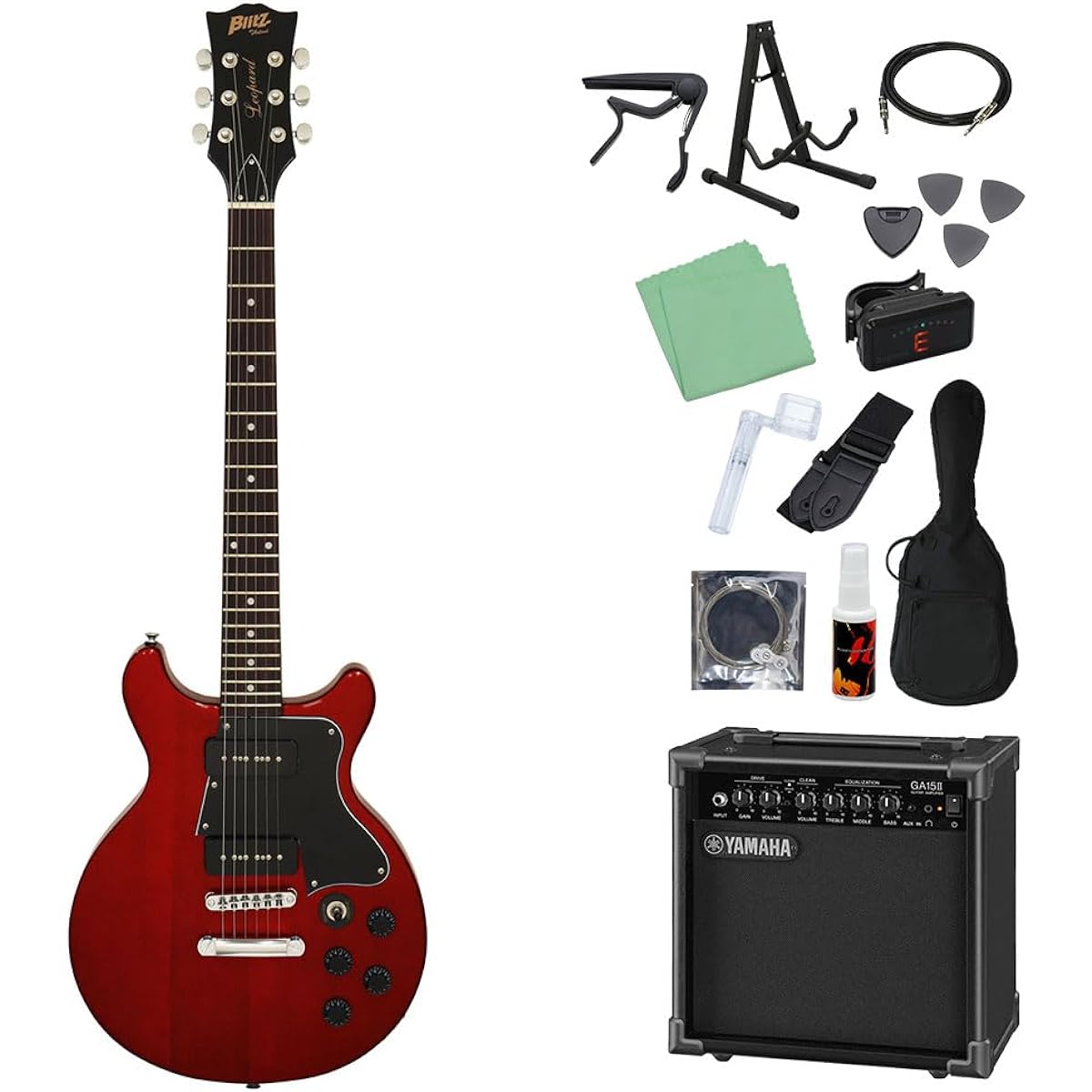 Blitz by AriaProII BLP-SPL/DC Electric Guitar Beginner 14-piece Set [Includes GA15II] WR Les Paul Special Type Double Cutaway Blitz