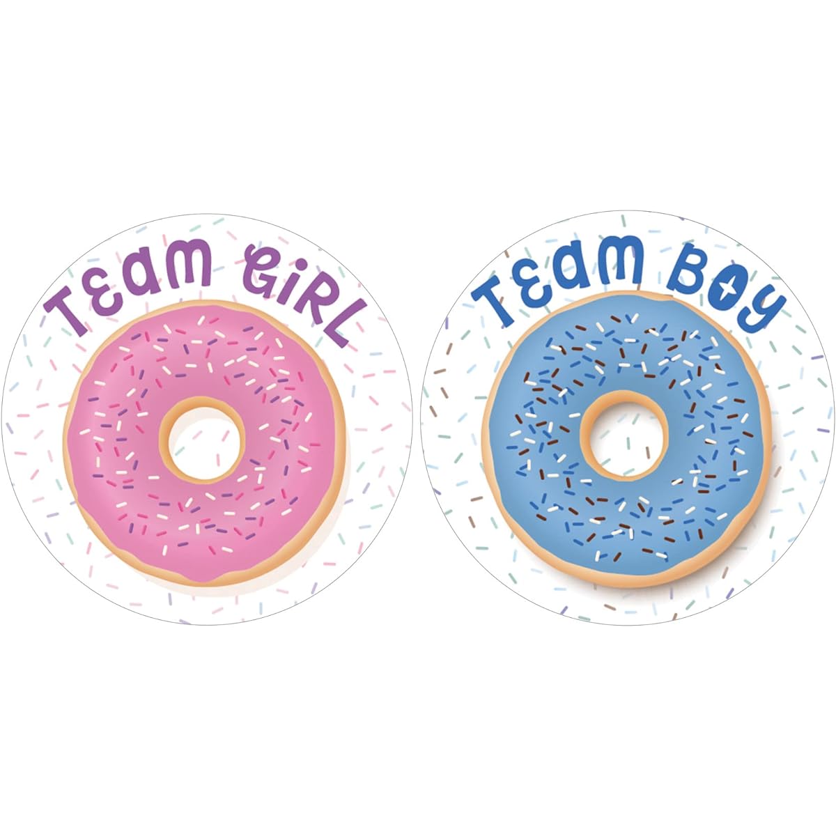 Donut Gender Reveal Party - We Donut Know - Team Boy or Girl - 40 Stickers