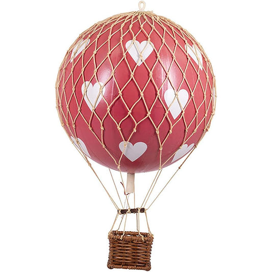 (Authentic Models) Authentic Models Travel Light Air Balloon Hanging Home Decor - 11.80" Tall Historic Hot Air Balloon Model Home Decor Detailed Vintage Decoration for Hanging from the Ceiling - Red Heart