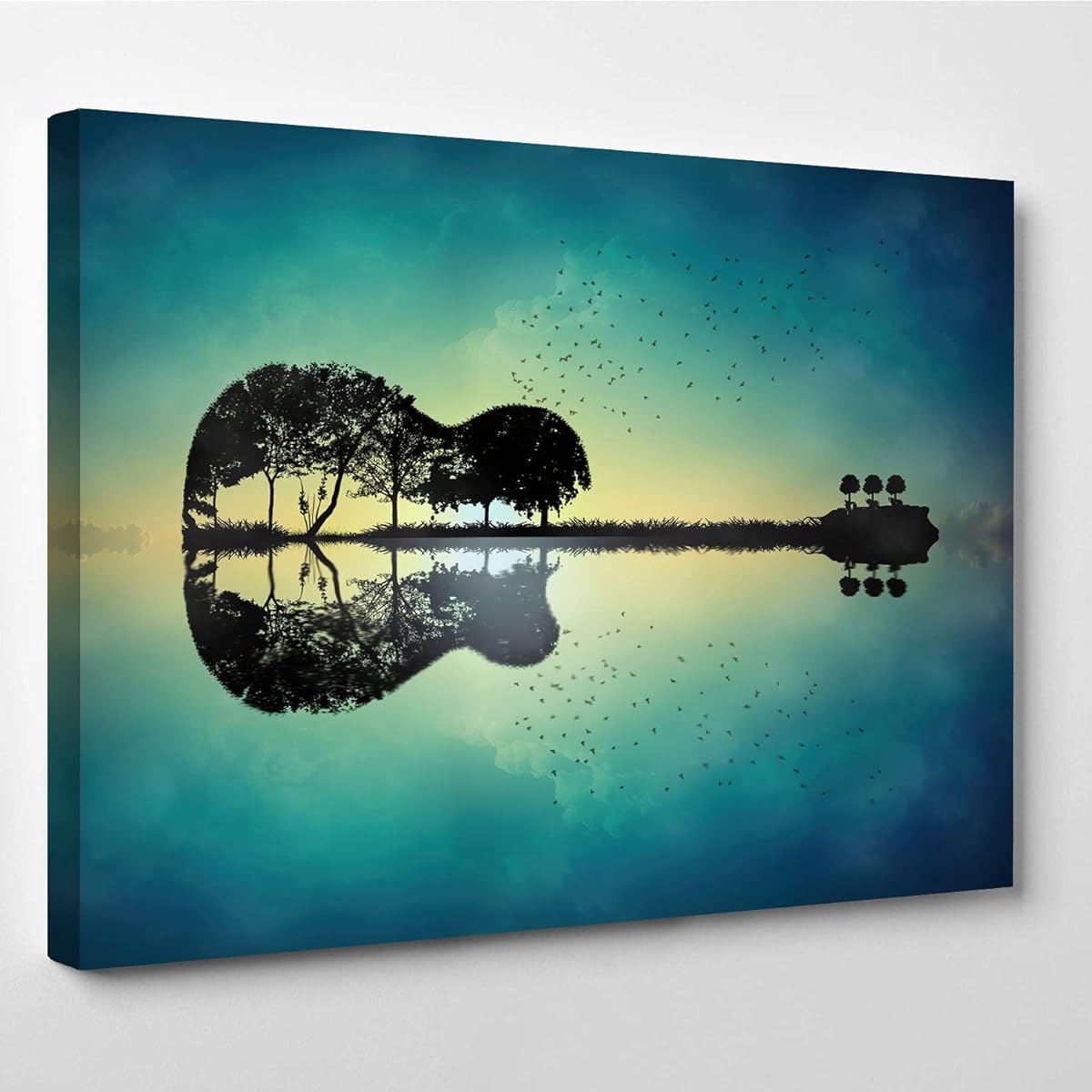 Music Wall Decor Guitar Art Guitar Tree Island Music Wall Art Guitar Wall Art Music Studio Decor Music Art Guitar Art Wall Decor Music Poster for Bedroom Bedroom Bedroom Decor (71.82cm Height x 100.82cm Width)