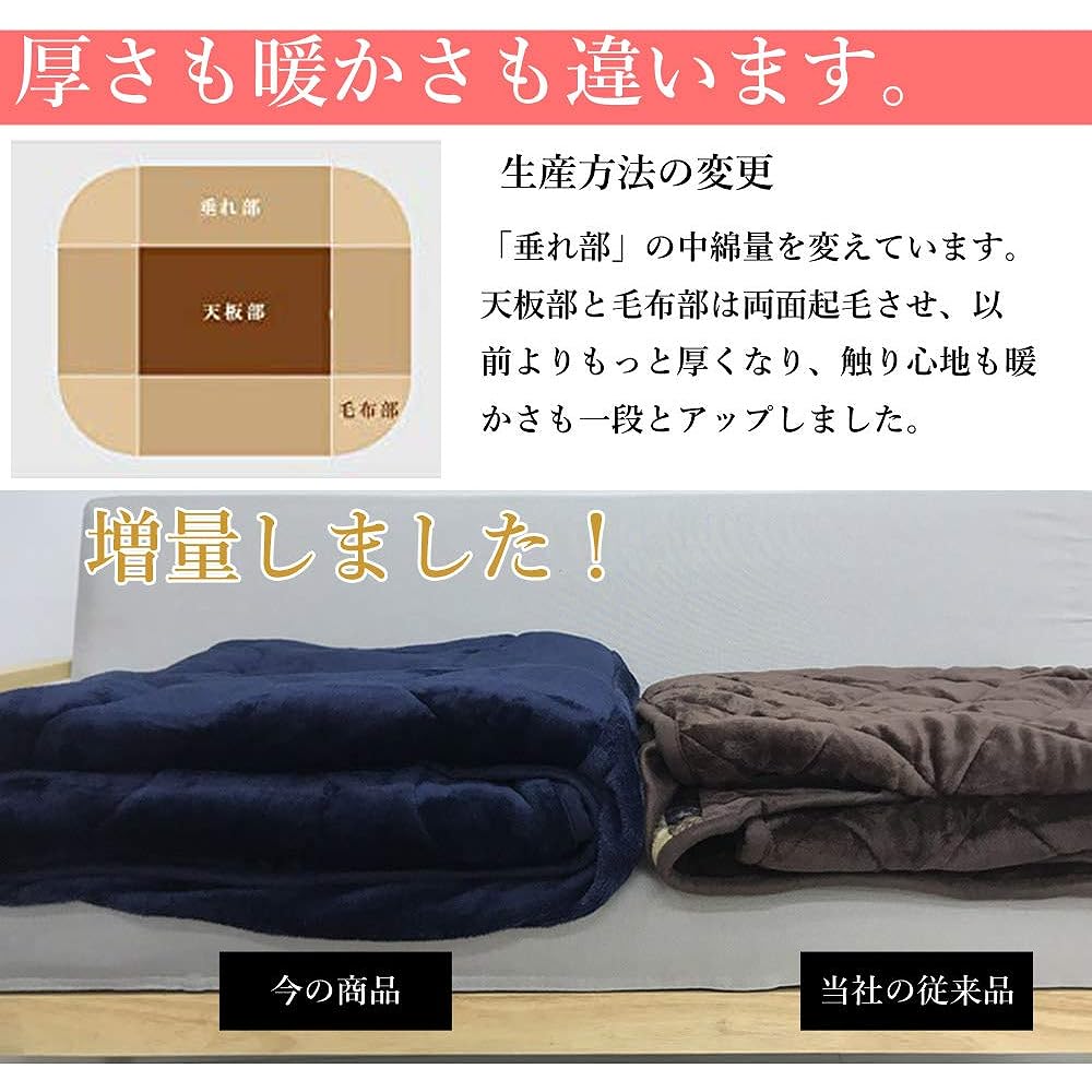 JEMA Space Saving Kotatsu Comforter, Kotatsu Comforter, Single Comforter, Moisture Absorbing and Generating, Fluffy Flannel Fabric, Approximately 180x220cm, Rectangular, Washable, Beige