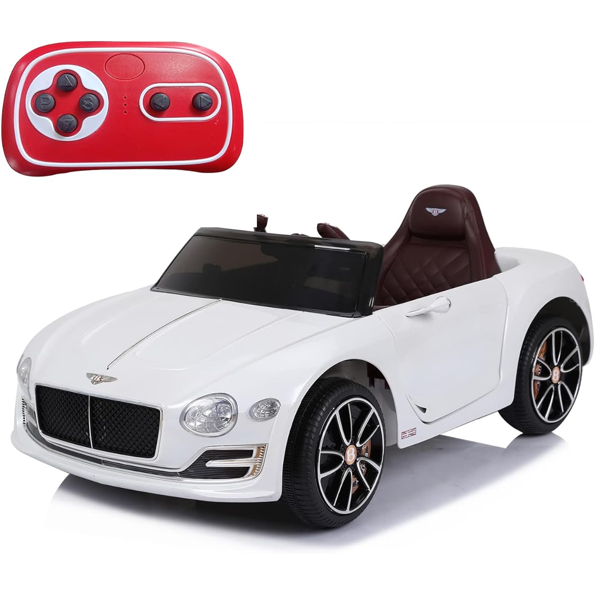 PRIME CLUB 12V Electric Ride-On Toy Car with Car Cover, Remote Control, LED Lights, MP3, for Boys, Girls, Toddlers (White)