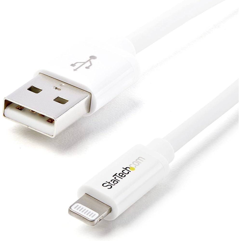 StarTech.com 2m L-shaped Lightning to USB Cable Black Apple MFi Certified Compatible with iPhone/iPod/iPad USBLT2MBR