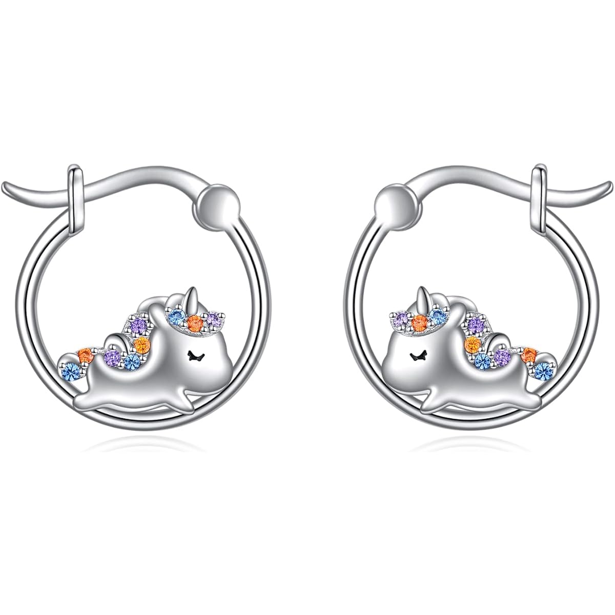 CRMAD 925 Sterling Silver Hummingbird/Highland Cow/Ladybug/Bulldog/Sloth/Cat Earrings for Women Animal Hoop Earrings for Girls