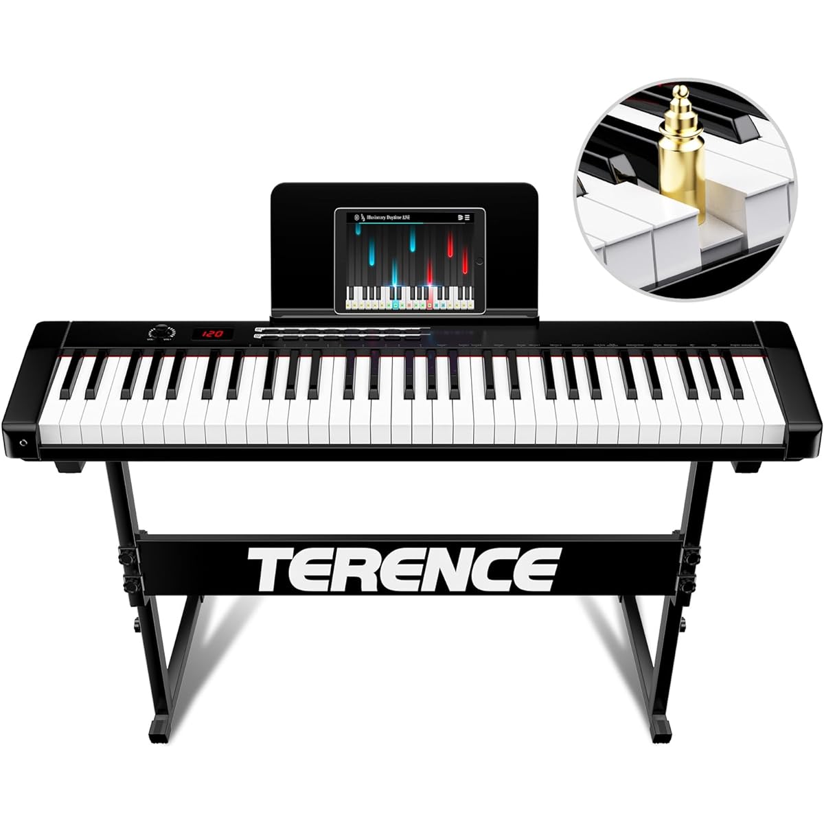 oard, MIDI Compatible, Equipped with Stereo Speakers, Electronic Keyboard, Metronome/Recording/Program Function, Rechargeable, Includes Keyboard Stand, Lesson Mode, Perfect for Practice, Compact, Easy to Carry, Japanese Instruction Manual Included, Black