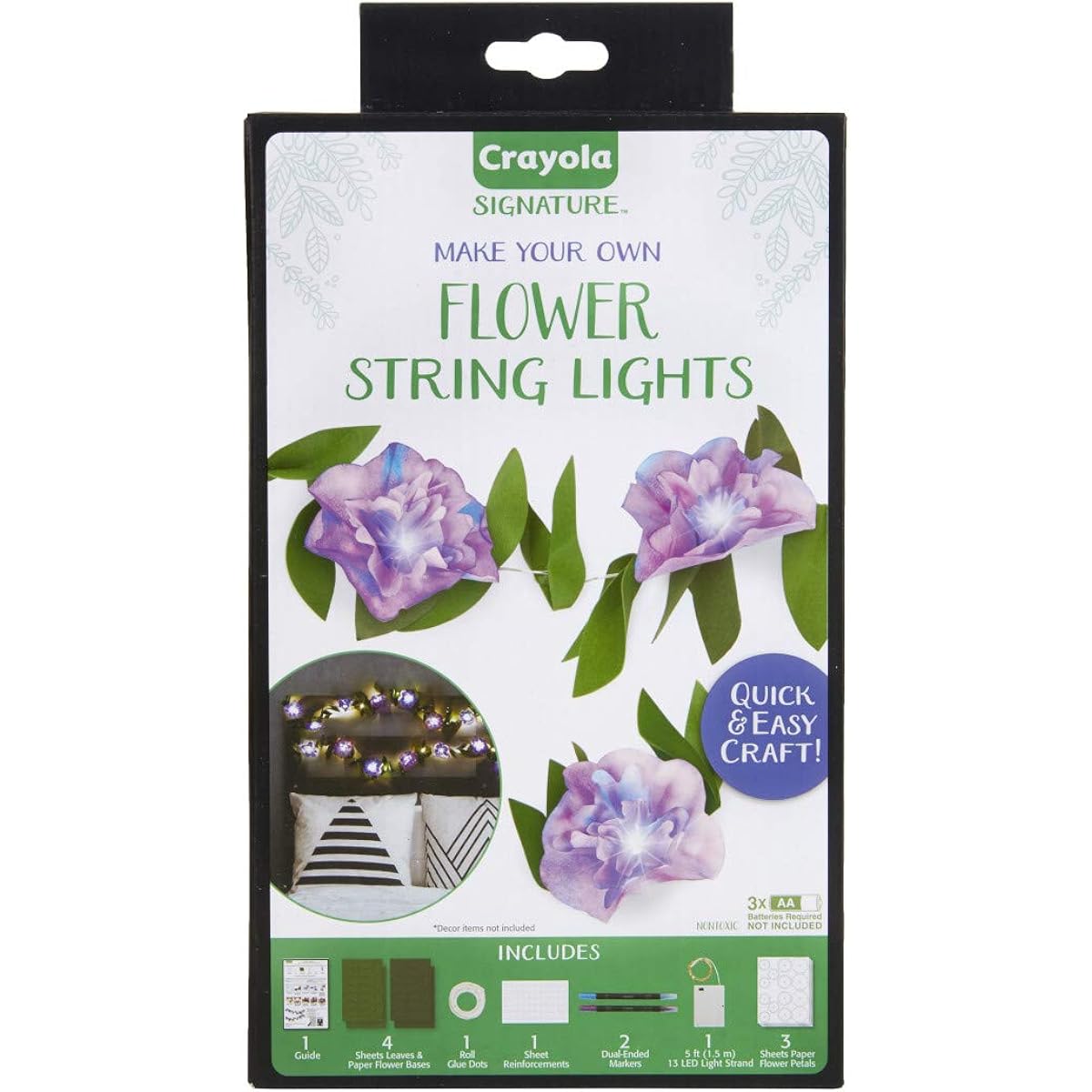 Crayola DIY String Lights Kit, Flower Lights, Gift for Crafters, Ages 14, 15, 16, 17, Multicolor