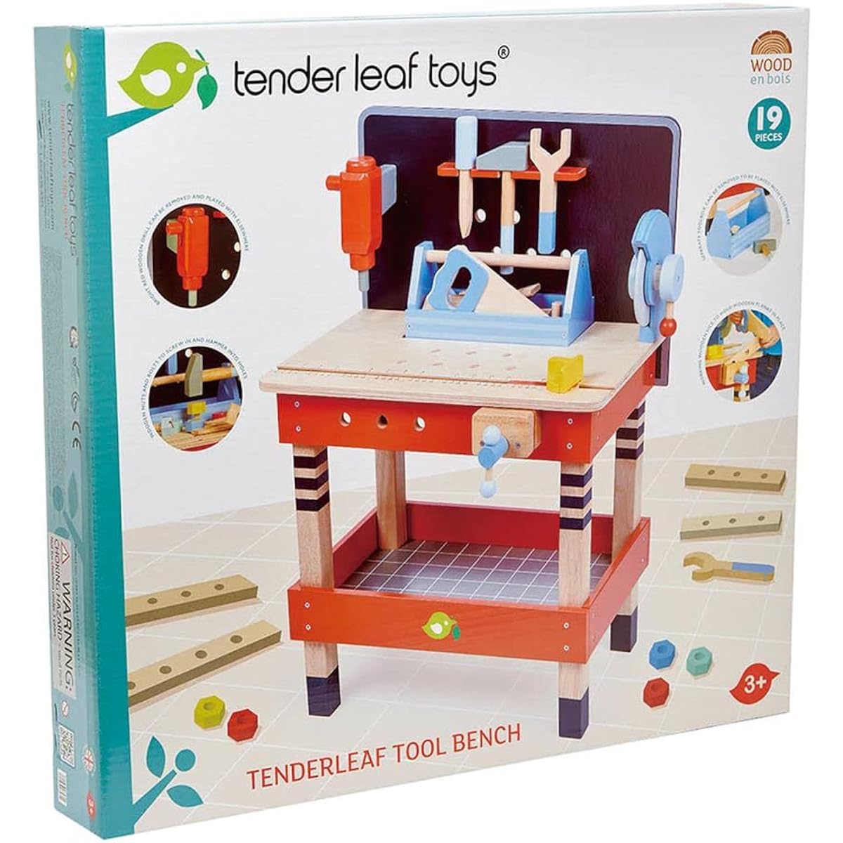 Tender Leaf Build: WORKBENCH 51x36.5x71cm, with 18 pieces, made of wood, in box 61.6x57.1x8.5cm, 3+