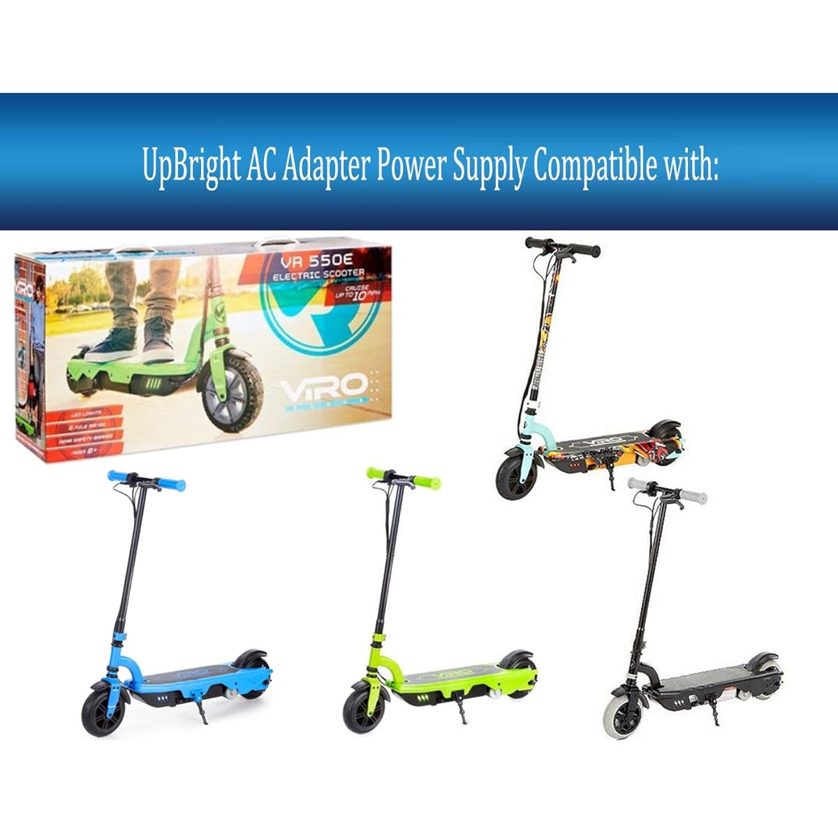UpBright 12V AC/DC アダプター Viro Rides VR 550E 550 E VR550E Electric スクーター 648069 Rechargeable 12VDC 7Ah Lead Acid Battery FY0171200800 Shenzhen Fuyuandian Power Charger