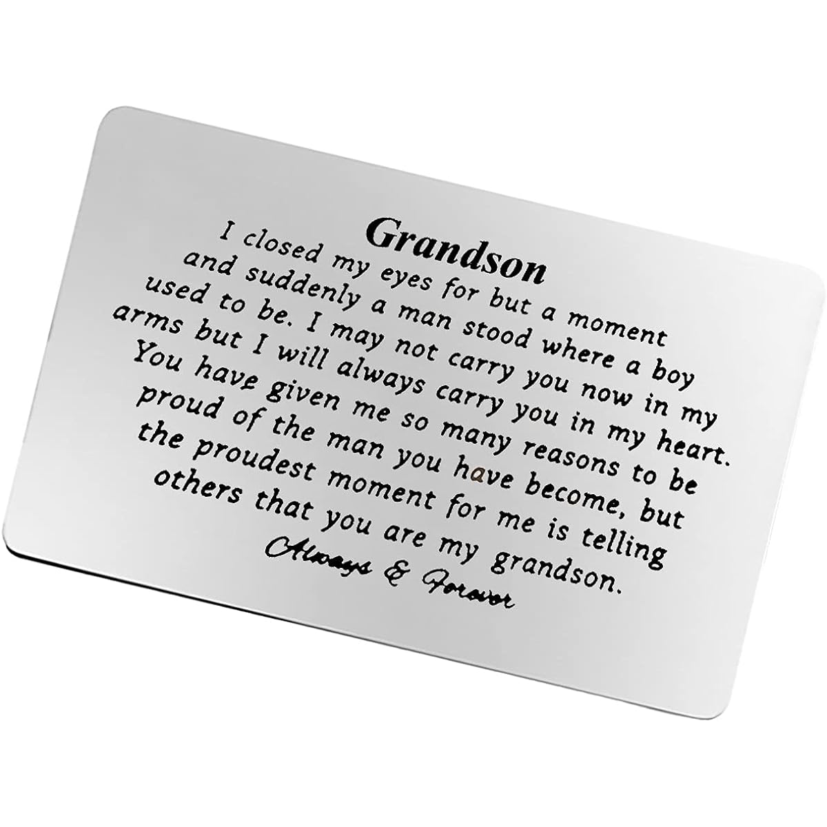 Grandson Gifts from Grandma and Grandpa Engraved Wallet Inserts Grandson Happy Birthday Gifts Grandson Graduation Cards for Him Wedding Christmas Inspirational Message Gifts