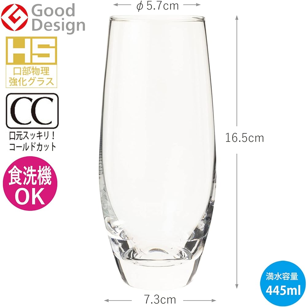 Toyo Sasaki Glass Tumbler Glass Water Variation Father's Day 445ml Set of 6 Long Made in Japan Dishwasher Safe Tumbler Glass Cup Beer Glass Highball Glass T-24101HS