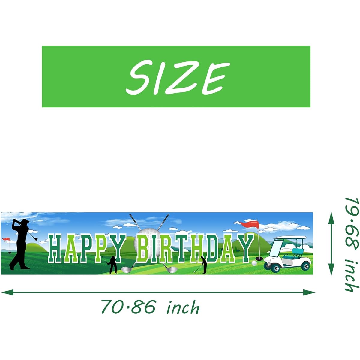 Golf Party Backdrop Banner Decoration 8.2x1.5ft Sports Golf Party Supplies Favors Indoor Outdoor Happy Birthday Banner