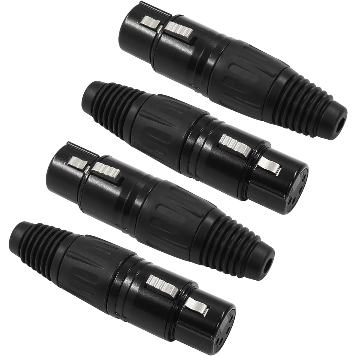 Hordion 4 Pin XLR Female Connector Microphone Plug Adapter Microphone Connector XLR Cable End Replacement Black Audio Socket 4pcs