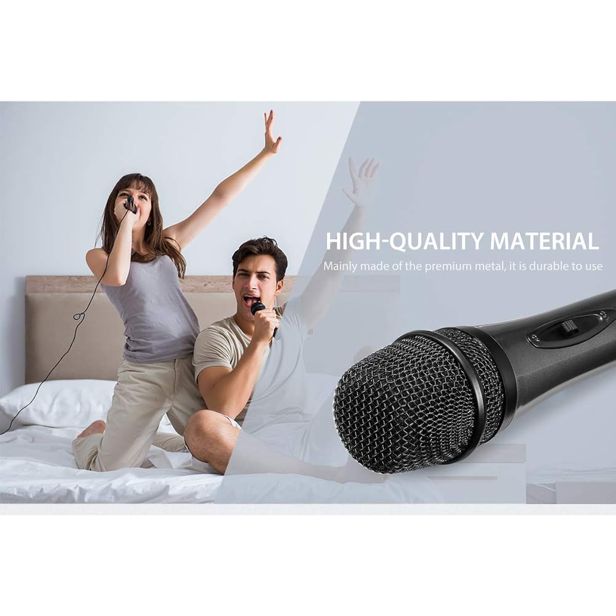 Karaoke Singing Microphone Machine, Premium Metal Dynamic Vocal Mic for Speakers, Wired Handheld Mic with On/Off Switch, 10ft Detachable Cable, Black