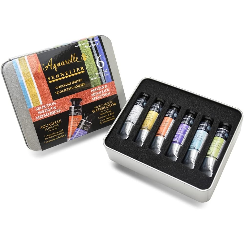 Sennelier Iridescent Pastel & Metallic Selection 6 Color Set