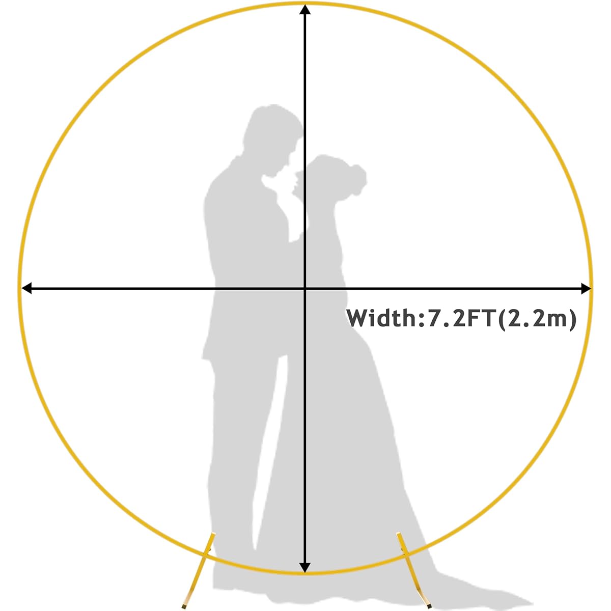 7.2ft Golden Steel Circle Balloon Arch Kit Round Backdrop Stand Floral Frame Wedding Anniversary Birthday Party Graduation Photo Background Decoration Opening Ceremony Rustproof Stand