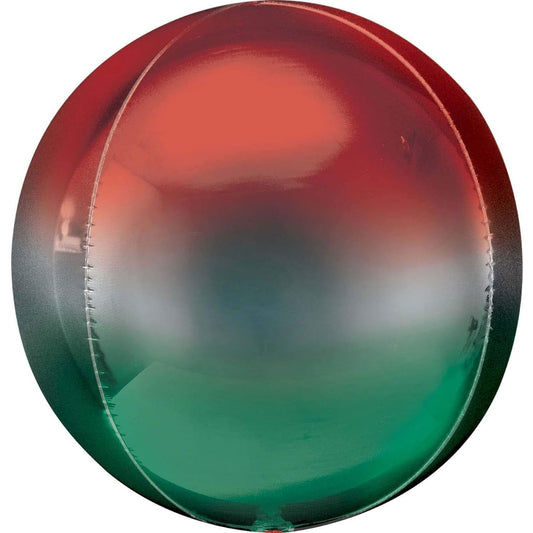 Anagram 16" Ombre Orbs Red & Green Foil Balloons, Multicolor