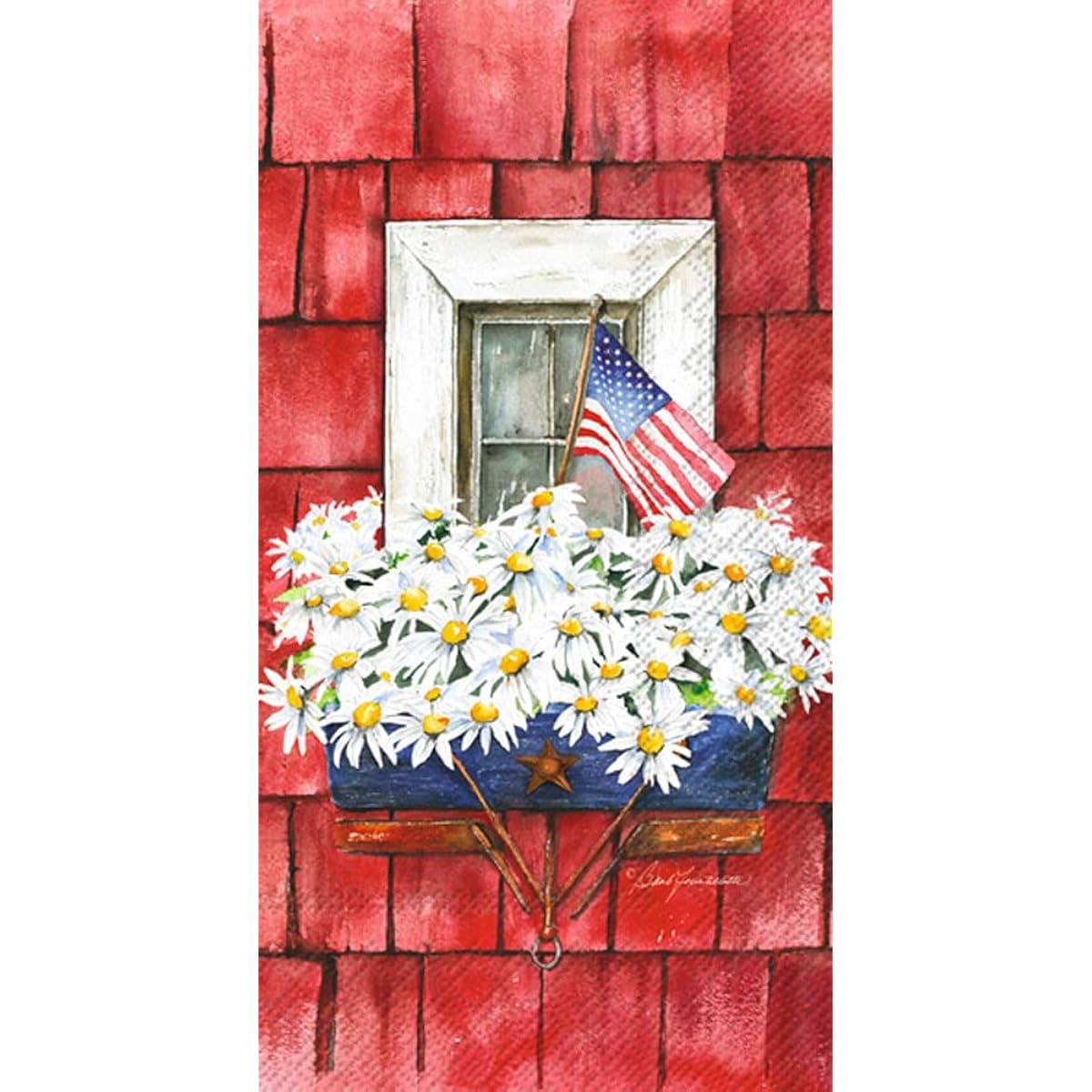 Boston International IHR 3-Ply Paper Napkins, 16-Count, Guest Size, Patriotic Planter
