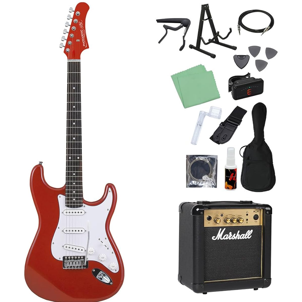 Photogenic ST-180 MRD Electric Guitar Beginner 14-piece Set [Includes MG10] Stratocaster Type Photogenic