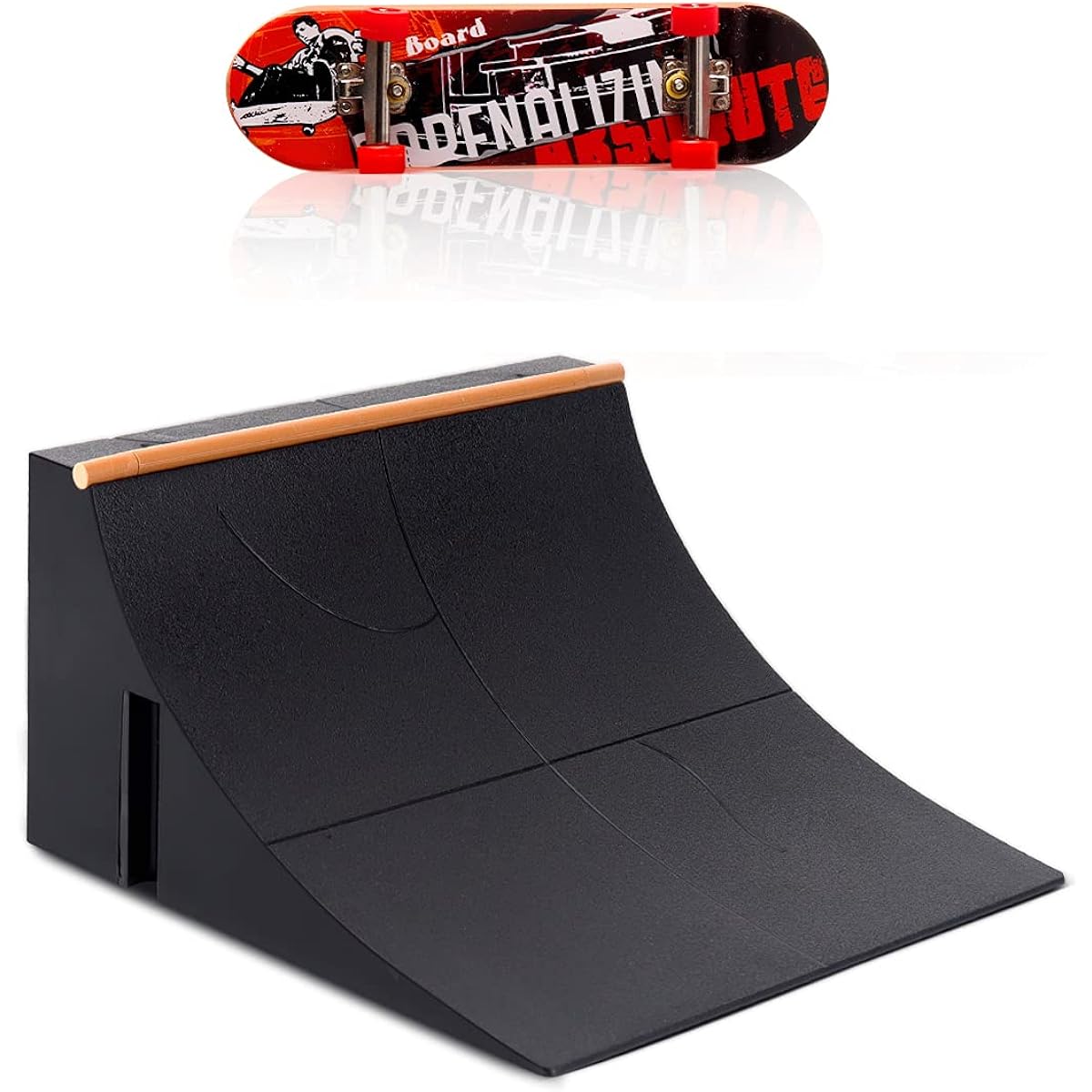 CS COSDDI Skatepark Starter Kit Finger Skateboard Ramp - Ultimate Park Training with Stair Rails and Half Pipe (Style B)