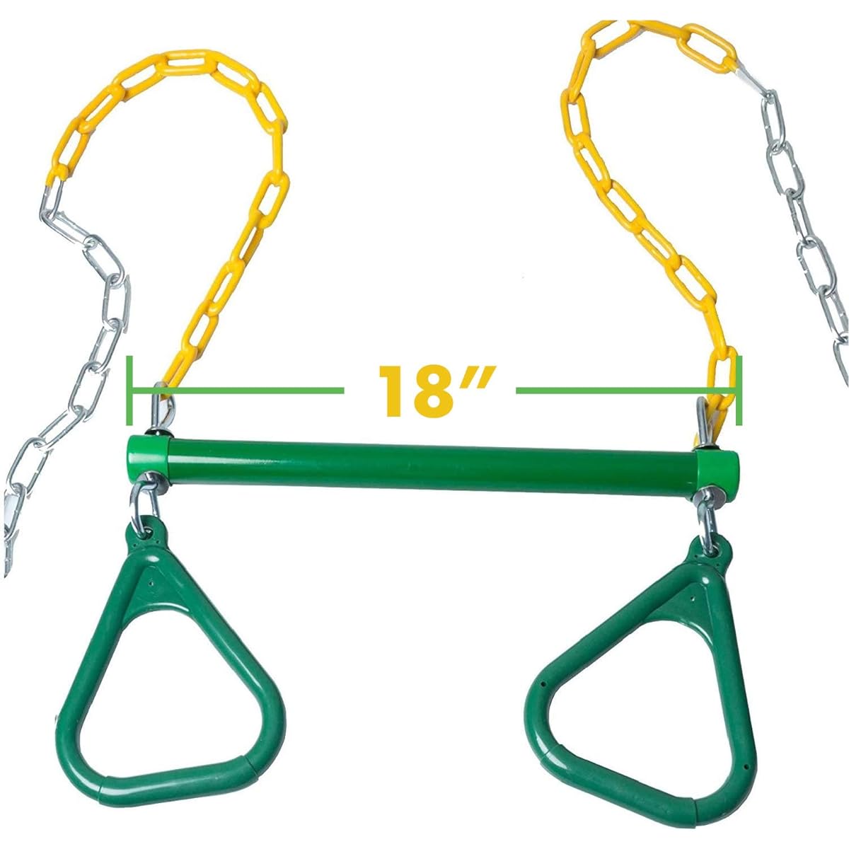 Trapeze Bar with Rings for Swing Set - Outdoor Playground Equipment Swing Bar
