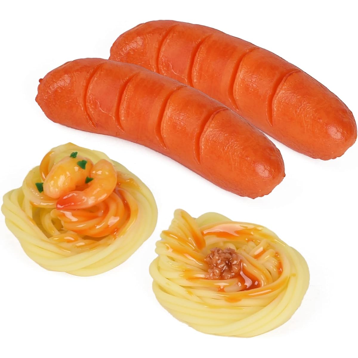 Hagao 4pcs Fake Sausage Pasta Simulation Artificial Food Play Food Model Playhouse Game Kitchen Decoration