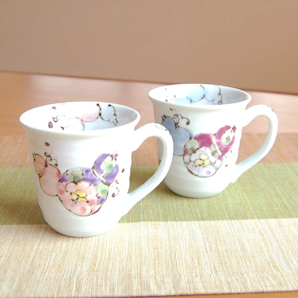 Retirement Celebration Present Couple Mug Pair Pair of Gratitude Retirement Gift Good Health Flower Six Gourds Arita Ware Made in Japan For Gifts