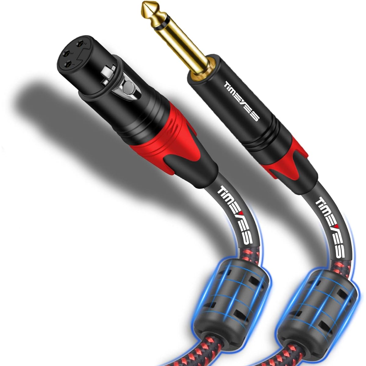 TIMEYES 7.5m 6.5 - XLR Cable Unbalanced Mono 6.35mm Male to Female 3 Pin XLR Plug Microphone Patch Cable 1/4" 6.5mm TS to XLR Microphone Cable Quarter Inch to XLR Female Audio Cord XLR to 1/4" 25'
