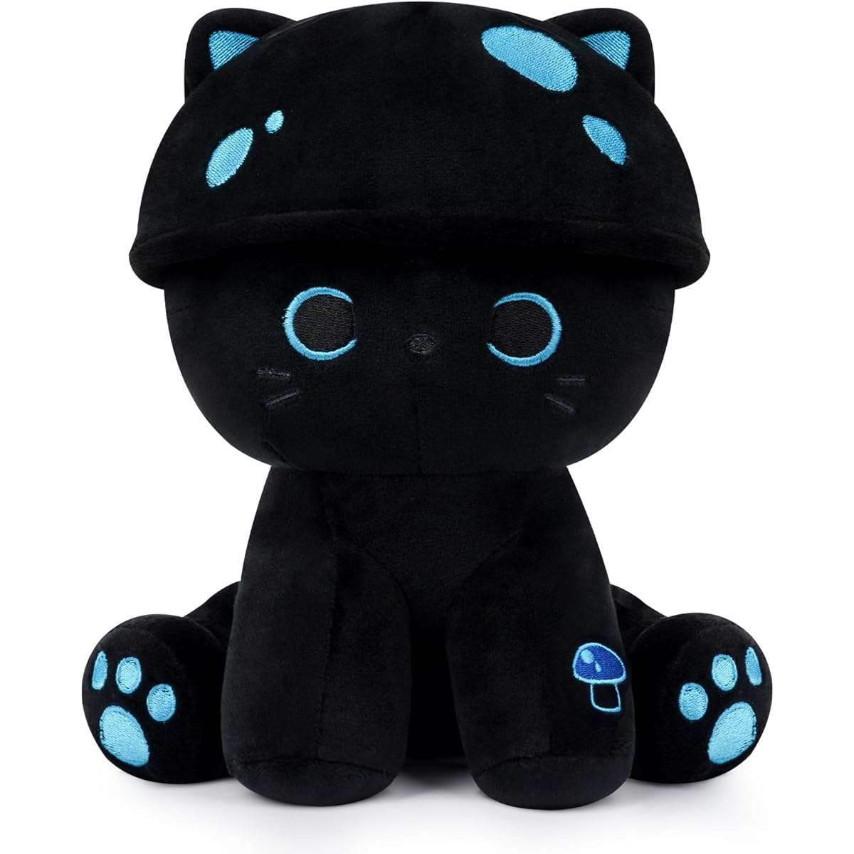 JIZWPOOM Mushroom Cat Plush Toy, 9 Inch Cute Black Cat Stuffed Animal, Mushroom Plush Toy, Soft Mushroom Stuffed Animal, Gift for Kids, Christmas Decoration, MLLMHM-MLMAO-333, Mushroom Cat
