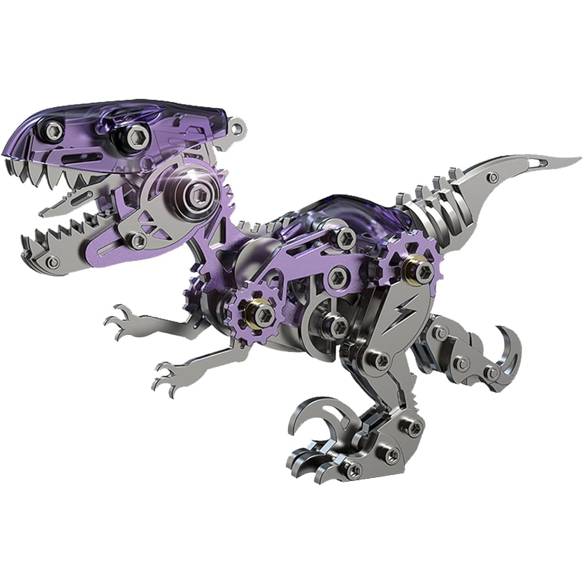 UpGLeuch Colorful 3D Metal Puzzle for Adults Dinosaur Metal Model Kit DIY Building Toys 3D Metal Velociraptor Model with Tools Adult Toy Gift