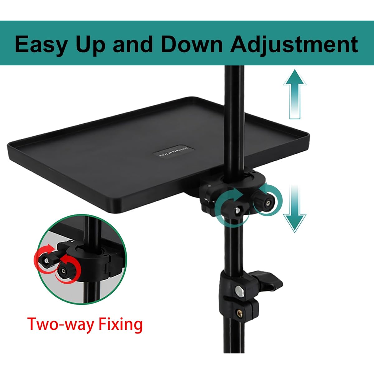 Hocoder Utility Microphone Stand Tray with Phone Holder, Adjustable Microphone Stand Tray Clamp-on Music Seat Stand for Recording/Live Streaming/Karaoke