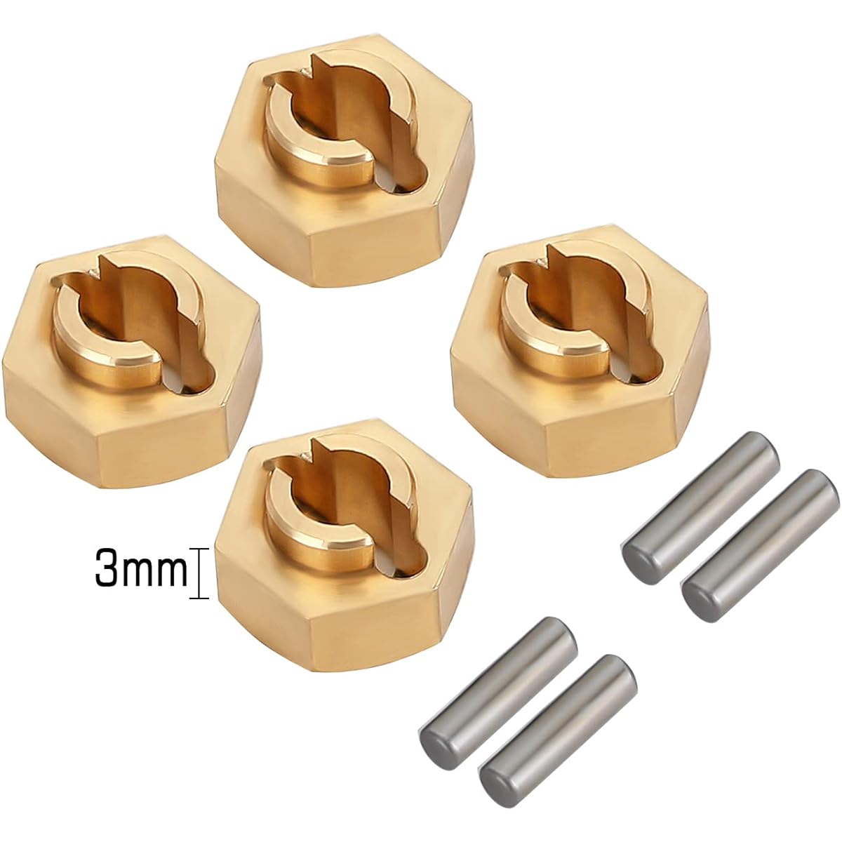 INJORA RC7mm Brass Hex Wheel Hub Adapter 3mm Thickness for 1/24 RC Crawler SCX24AXI90081 AXI00002 AXI00001 AXI00004 Upgrade Parts, 4pcs