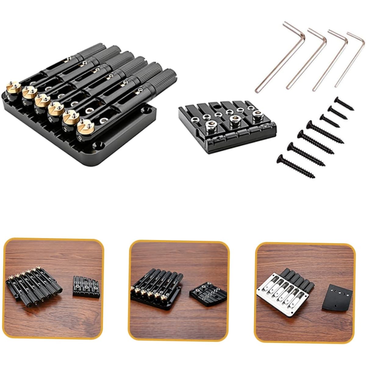 VICASKY Guitar Parts 1 Set 6 String Bridge Guitar Bridge Saddle Saddle Bridge Metal Headless Musical Instrument Guitar Tailpiece