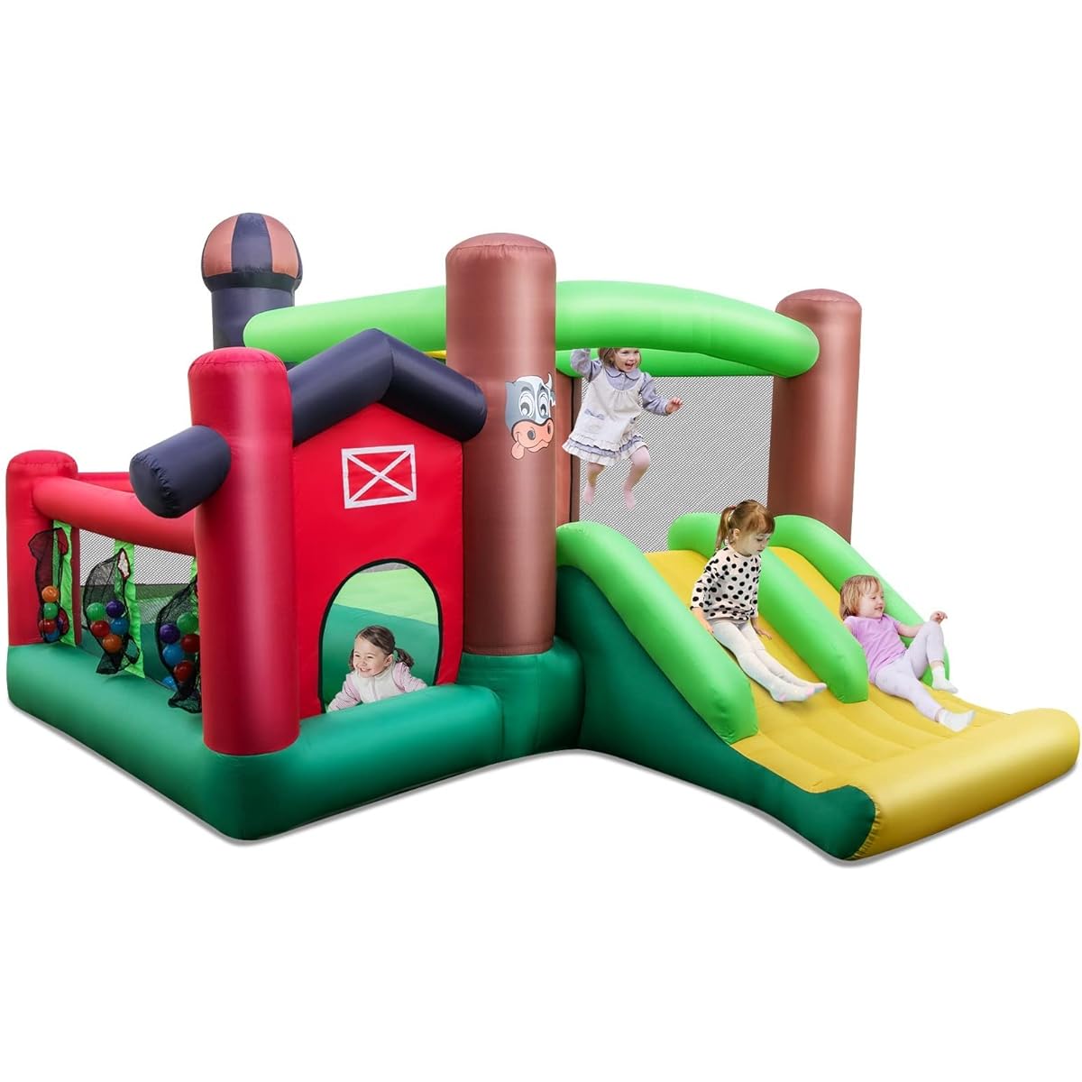 BOUNTECH Inflatable Bounce House with Dual Slides and Ball Pit for Kids Indoor/Outdoor/Backyard/Party/Farm Theme Toddler Jumper Bouncy Castle Boys Girls Birthday Gift