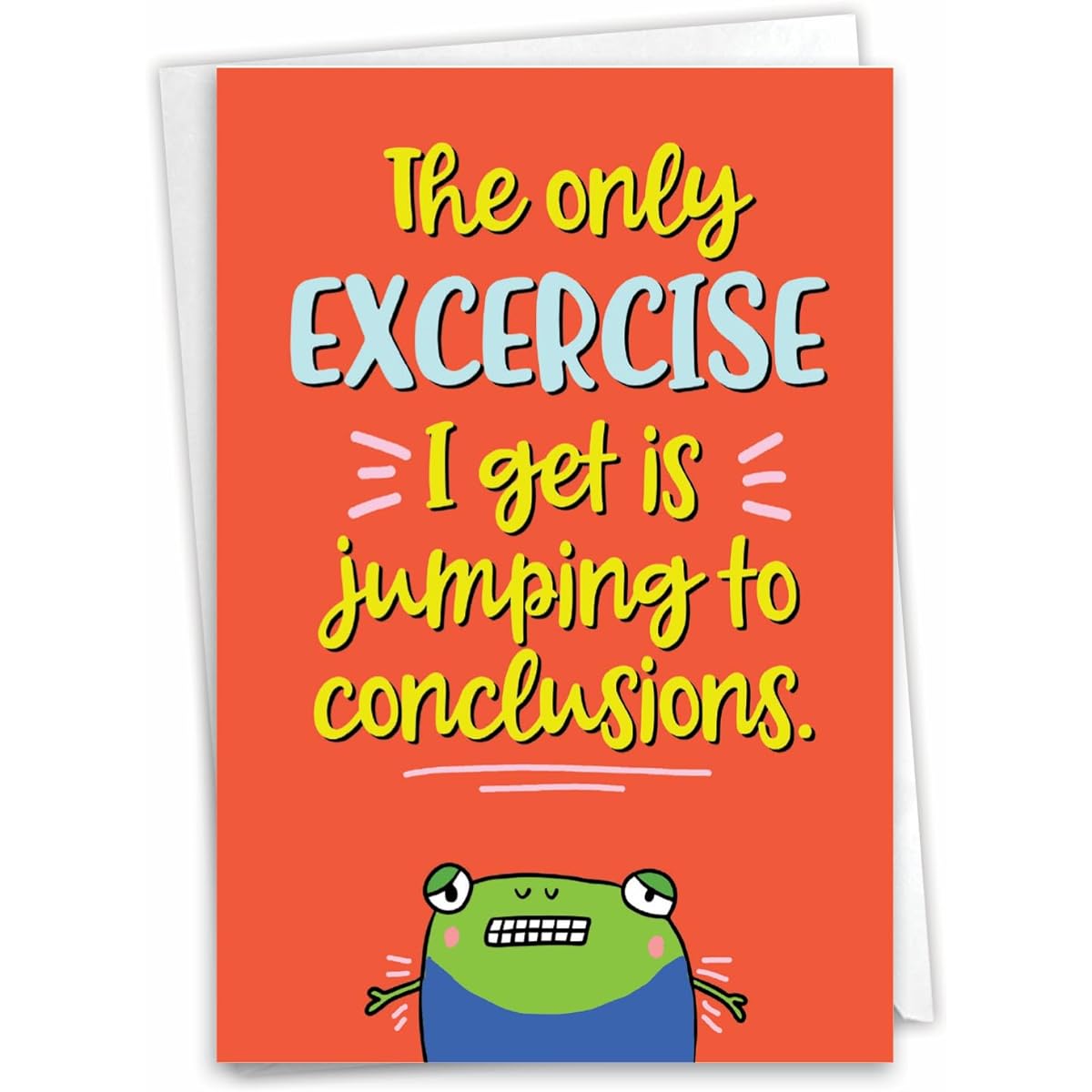 NobleWorks - I'm Sorry Greeting Card with Envelope - Funny Forgive Me Notecard - Conclusion Jumping C3222SRG