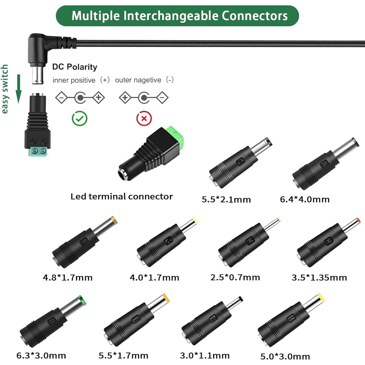 24V 2.5A Power Adapter 100~240V AC to DC 24 Volts 2.5A 2.0A 1.5A 1A 0.5A Converter LED Light Bar Speaker System Sound Bar Humidifier 3D Printer LCD Display etc.