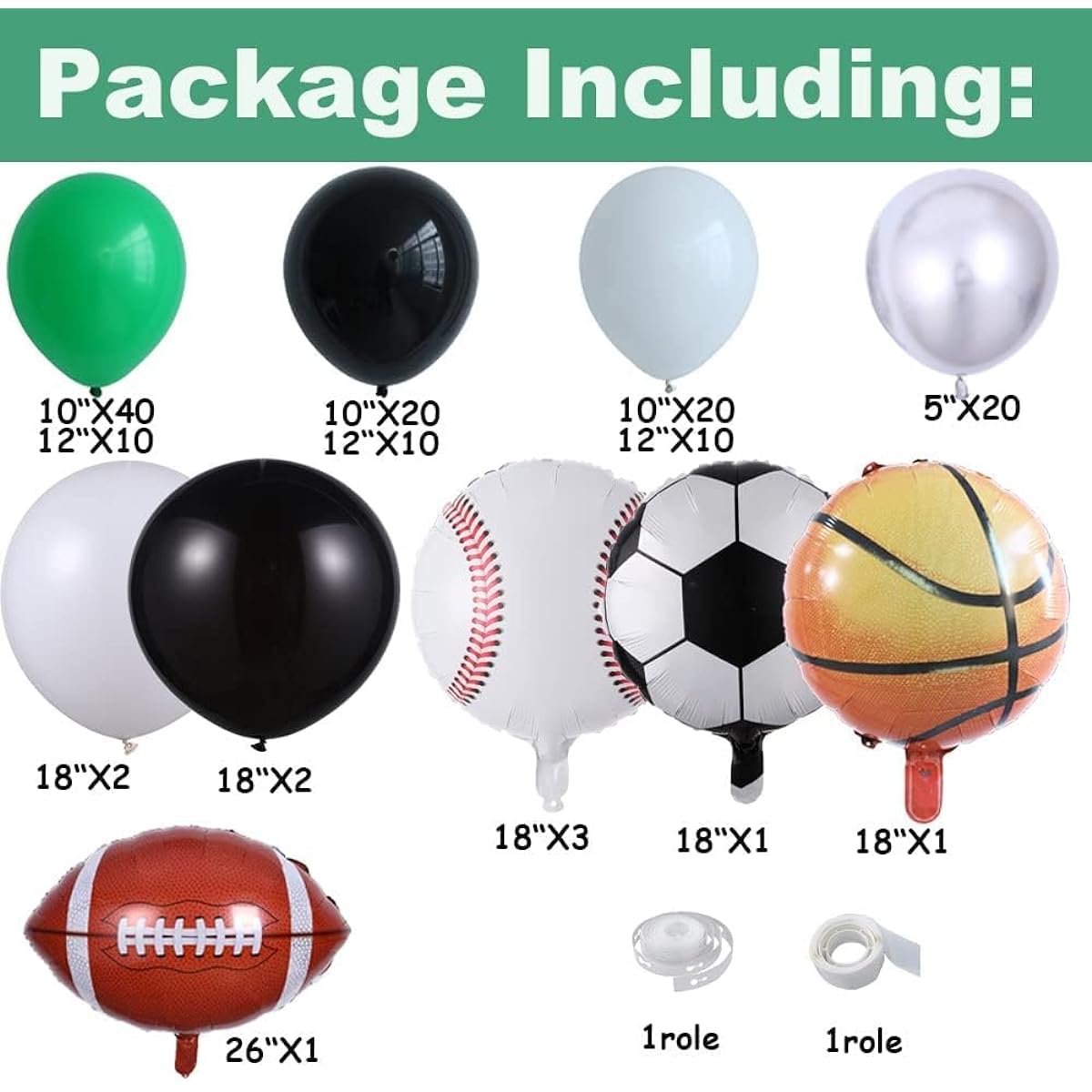 Sports Birthday Decorations 154 Pieces Balloon Garland Arch Kit Red Orange Navy Blue Balloons Camping Party Supplies Sports Theme Boys Birthday Party Decorations (Green Sports)