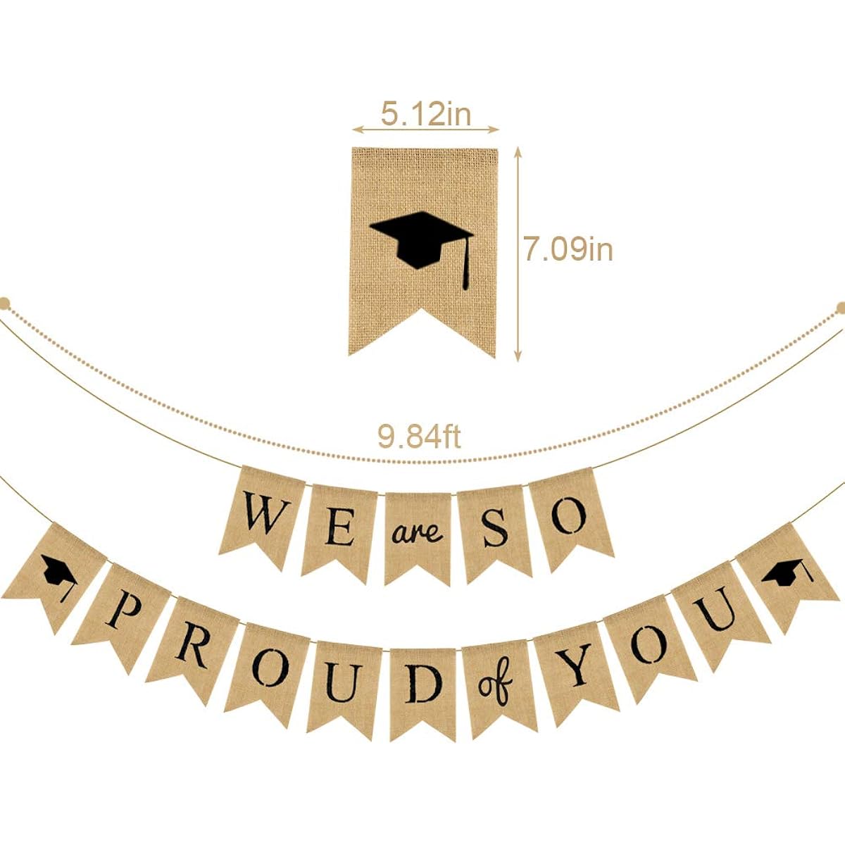 Rainlemon Jute Burlap We are So Proud of You Banner 2019 Graduation Party Decorations Photo Booth Backdrop