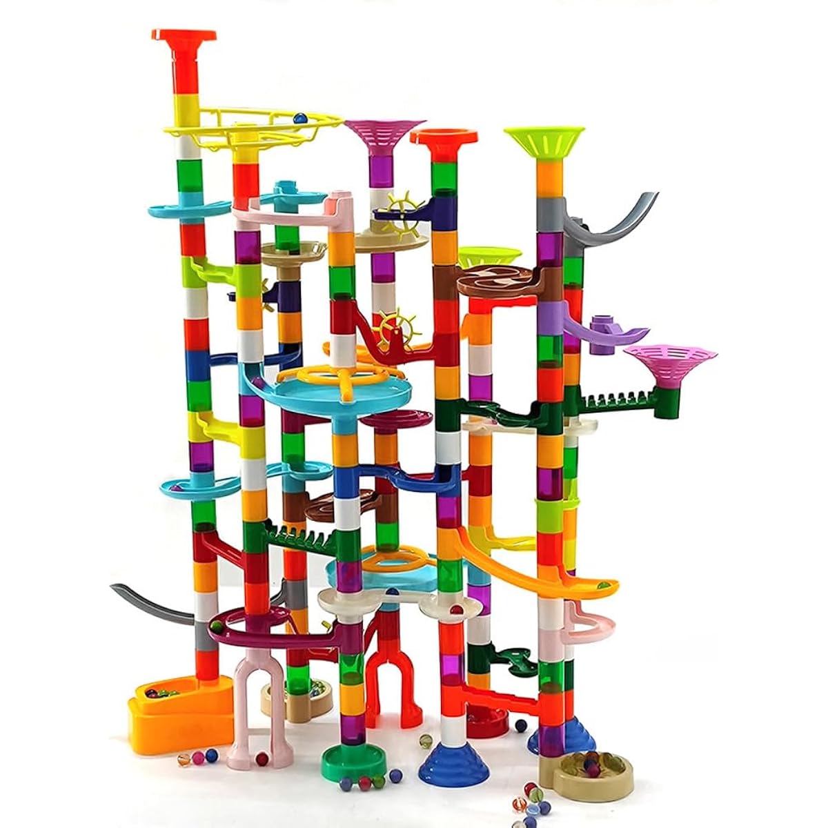 Marble Run - 200 Pieces Marble Maze Game Construction Toy Marble Race Set 30 Pieces Glowing Marble STEAM Building Toy Gift Ages 4 6 8 (Marble Run-200)