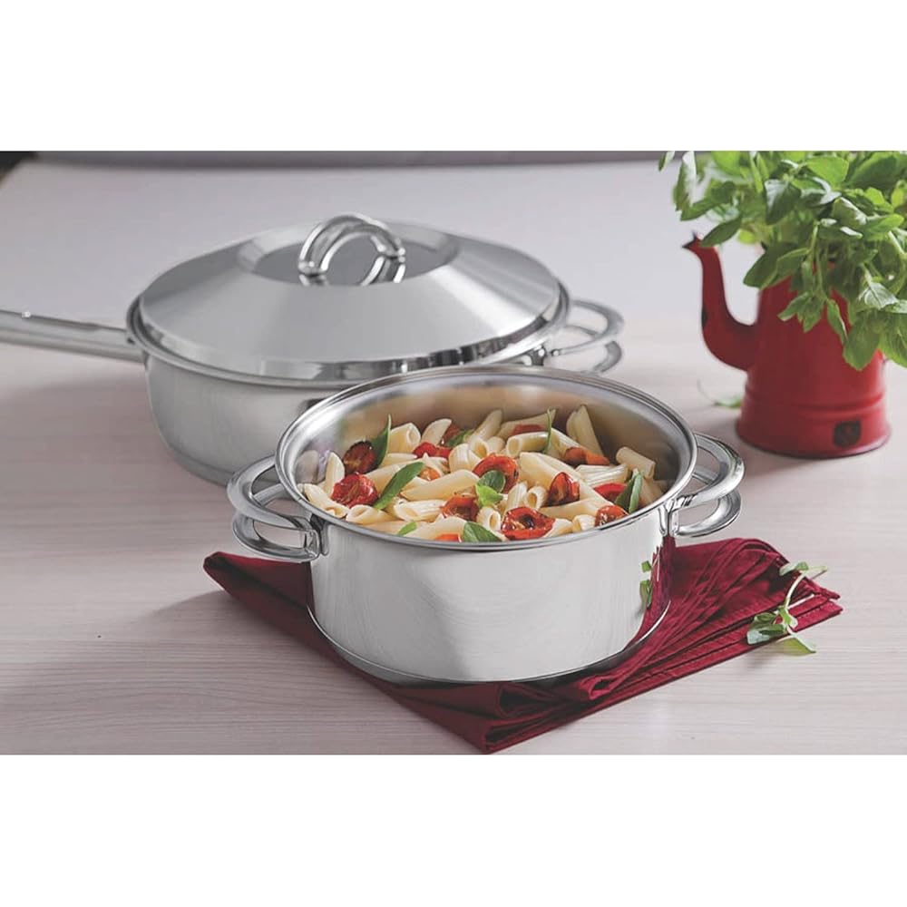 TRAMONTINA 18-10 Stainless Steel 3-Layered Two-handed Pot (Casserole) 20cm (2.5L) Solar