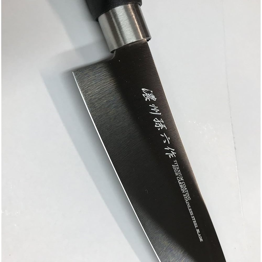 Satake Sangyo Knife Set of 3, Made in Japan, Santoku Knife/Petty Knife/Gyuto Knife, Titanium Coating, Black, Noshu Magoroku HG2803
