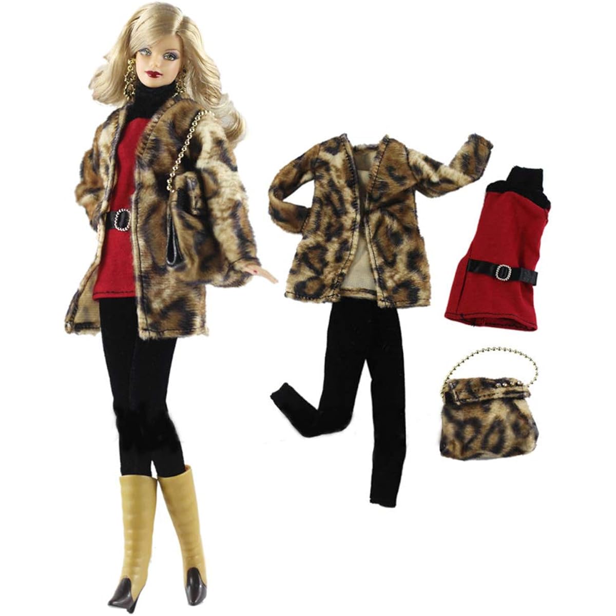 Lance Home Fashion Handmade Plush Coat Clothes 5pcs + 10 Pairs Shoes for 11.5 Inch Dolls Christmas Gift C LS041320170011