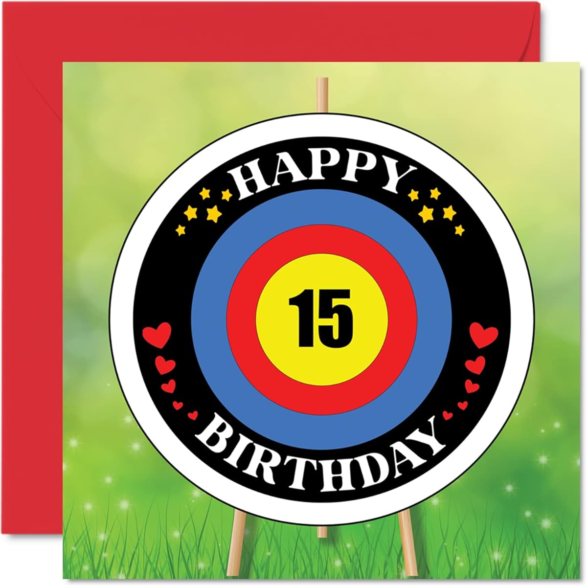 Fun 15th Birthday Card for Boy/Girl - Age Range - Happy Birthday Card for Son/Daughter/Brother/Sister/Granddaughter/Niece/Nephew 5.7 x 5.7 Inch Greeting Card Playful Birthday Card