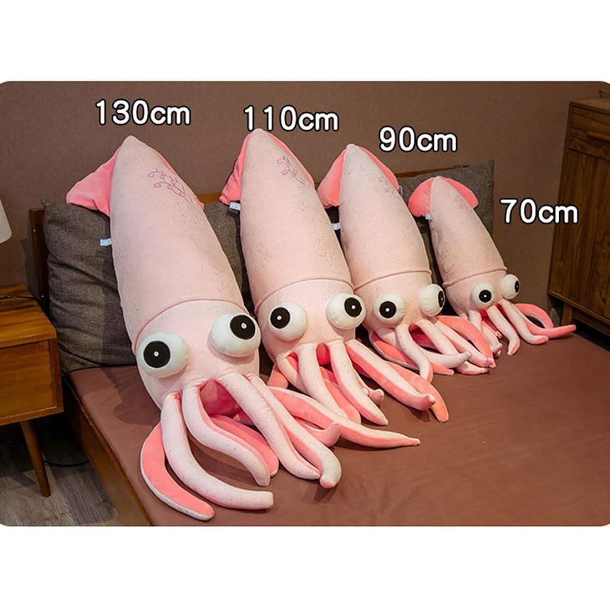 stuffed animal, squid, comfortable, huggable pillow, lifelike, figurine, sewn wrapping, fluffy, miscellaneous goods, sleeping together, sleepy, cute, school entrance gift, gift, comfortable goods, birthday, Children's Day, pink, Christmas, 130cm, present